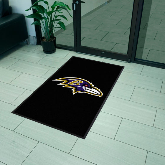 Baltimore Ravens 3X5 High-Traffic Mat with Durable Rubber Backing - Portrait Orientation