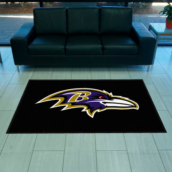 Baltimore Ravens 4X6 High-Traffic Mat with Durable Rubber Backing - Landscape Orientation