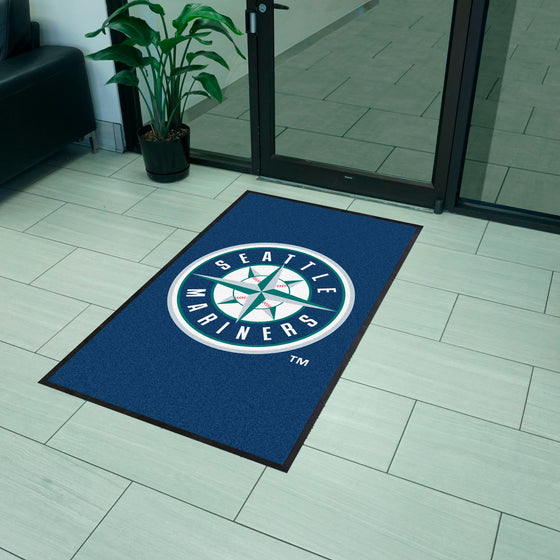 Seattle Mariners 3X5 High-Traffic Mat with Durable Rubber Backing - Portrait Orientation