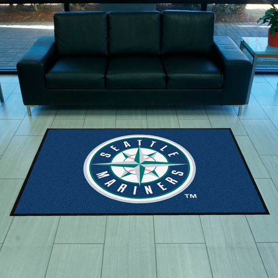 Seattle Mariners 4X6 High-Traffic Mat with Durable Rubber Backing - Landscape Orientation