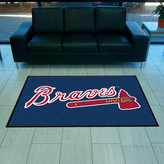 Atlanta Braves 4X6 High-Traffic Mat with Durable Rubber Backing - Landscape Orientation