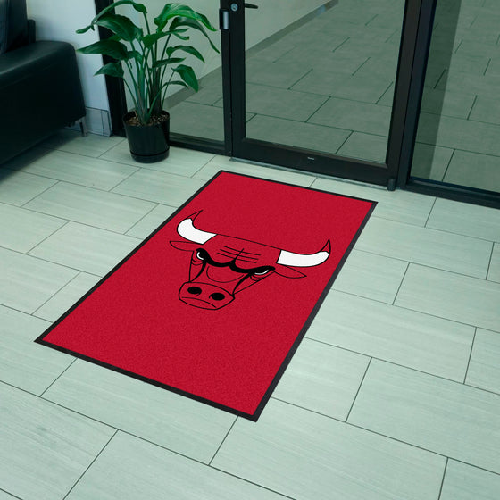 Chicago Bulls 3X5 High-Traffic Mat with Durable Rubber Backing - Portrait Orientation
