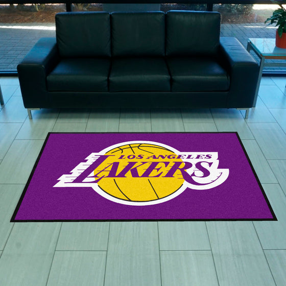 Los Angeles Lakers 4X6 High-Traffic Mat with Durable Rubber Backing - Landscape Orientation