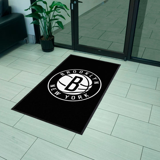 Brooklyn Nets 3X5 High-Traffic Mat with Durable Rubber Backing - Portrait Orientation