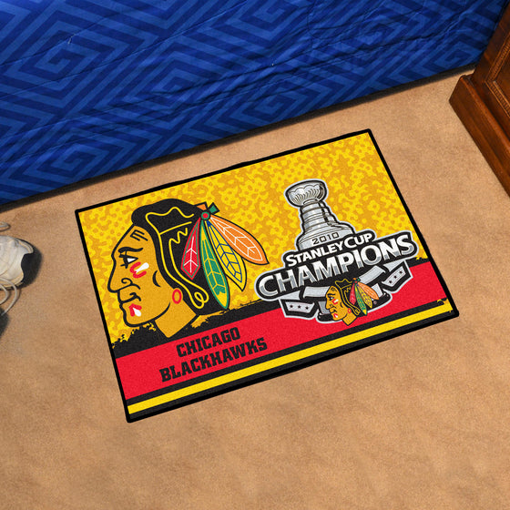 Chicago Blackhawks Starter Mat Accent Rug - 19in. x 30in., 2010 NHL Stanley Cup Champions