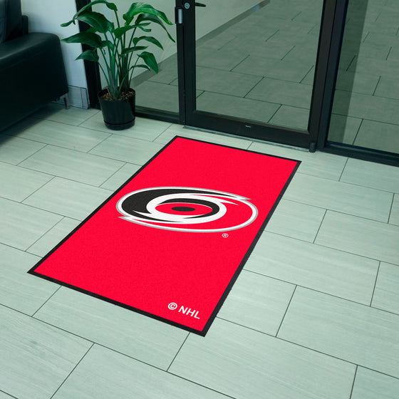 Carolina Hurricanes 3X5 High-Traffic Mat with Durable Rubber Backing - Portrait Orientation