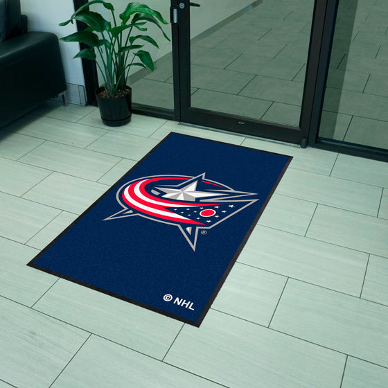 Columbus Blue Jackets 3X5 High-Traffic Mat with Durable Rubber Backing - Portrait Orientation