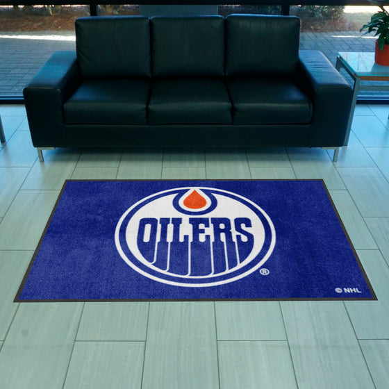 Edmonton Oilers 4X6 High-Traffic Mat with Durable Rubber Backing - Landscape Orientation