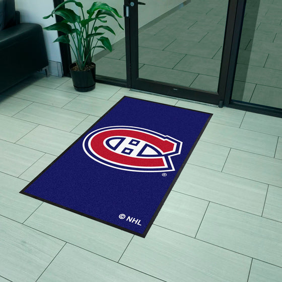 Montreal Canadiens 3X5 High-Traffic Mat with Durable Rubber Backing - Portrait Orientation