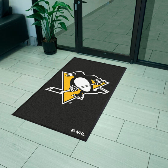 Pittsburgh Penguins 3X5 High-Traffic Mat with Durable Rubber Backing - Portrait Orientation