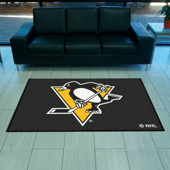 Pittsburgh Penguins 4X6 High-Traffic Mat with Durable Rubber Backing - Landscape Orientation