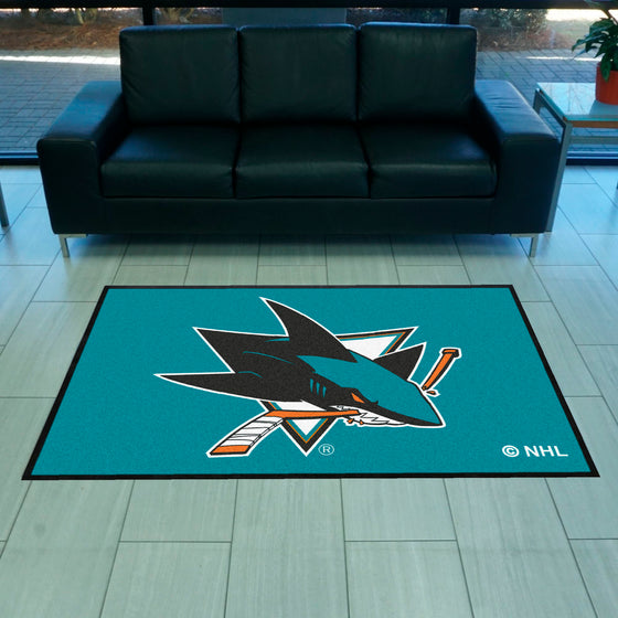 San Jose Sharks 4X6 High-Traffic Mat with Durable Rubber Backing - Landscape Orientation