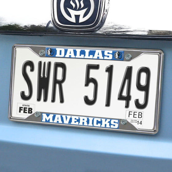 Dallas Mavericks Chrome Metal License Plate Frame, 6.25in x 12.25in