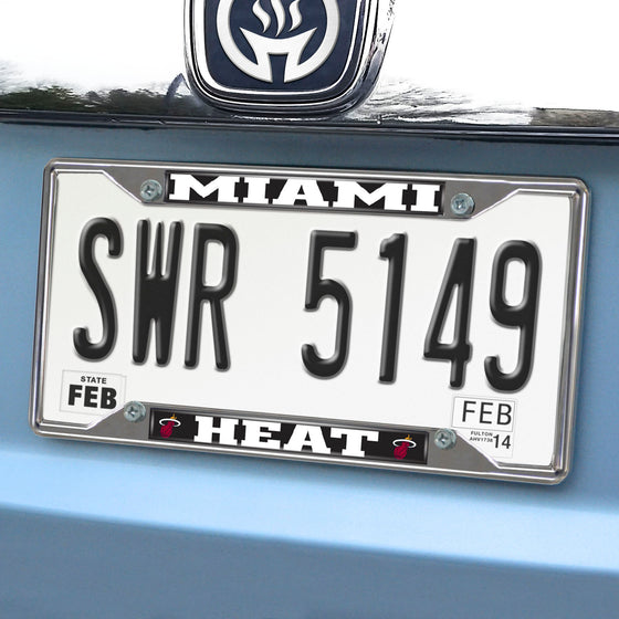Miami Heat Chrome Metal License Plate Frame, 6.25in x 12.25in
