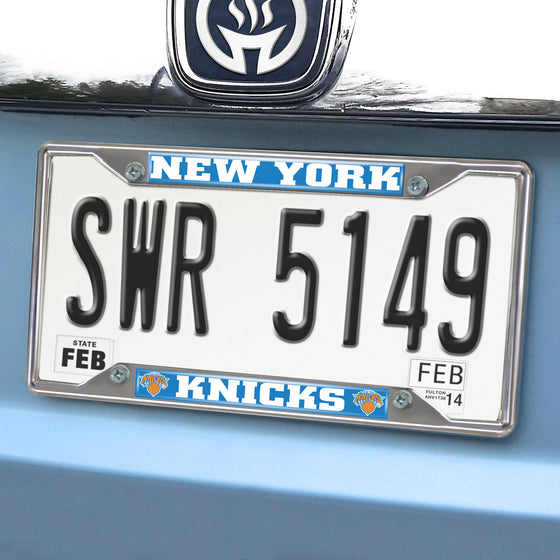 New York Knicks Chrome Metal License Plate Frame, 6.25in x 12.25in
