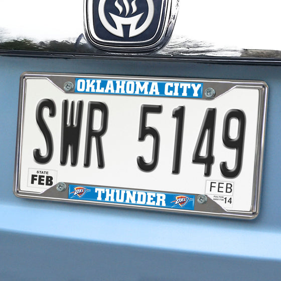 Oklahoma City Thunder Chrome Metal License Plate Frame, 6.25in x 12.25in