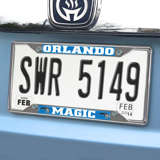 Orlando Magic Chrome Metal License Plate Frame, 6.25in x 12.25in