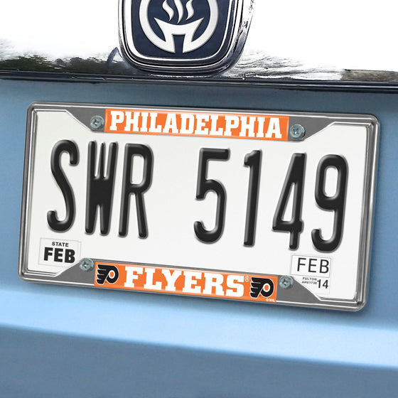Philadelphia Flyers Chrome Metal License Plate Frame, 6.25in x 12.25in