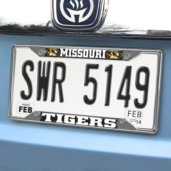 Missouri Tigers Chrome Metal License Plate Frame, 6.25in x 12.25in