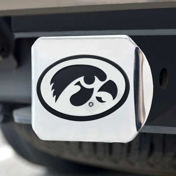 Iowa Hawkeyes Chrome Metal Hitch Cover with Chrome Metal 3D Emblem