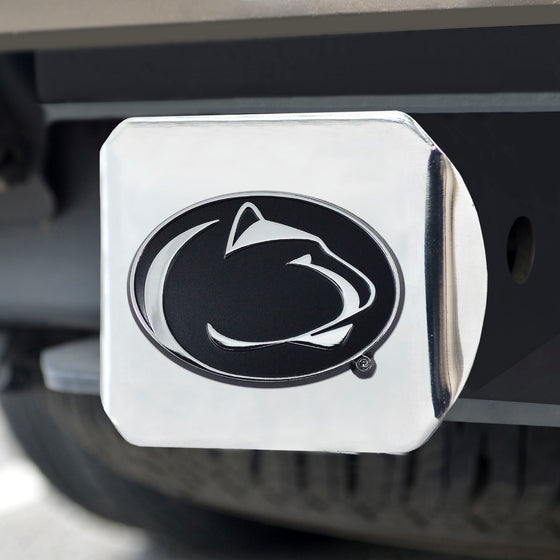 Penn State Nittany Lions Chrome Metal Hitch Cover with Chrome Metal 3D Emblem