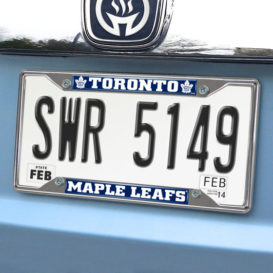 Toronto Maple Leafs Chrome Metal License Plate Frame, 6.25in x 12.25in