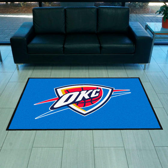 Oklahoma City Thunder 4X6 High-Traffic Mat with Durable Rubber Backing - Landscape Orientation