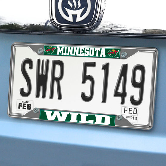 Minnesota Wild Chrome Metal License Plate Frame, 6.25in x 12.25in