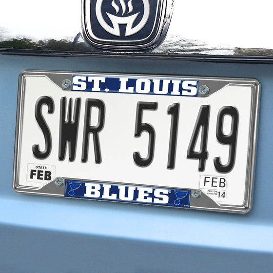 St. Louis Blues Chrome Metal License Plate Frame, 6.25in x 12.25in
