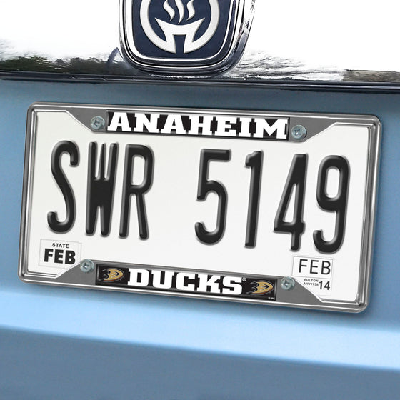 Anaheim Ducks Chrome Metal License Plate Frame, 6.25in x 12.25in
