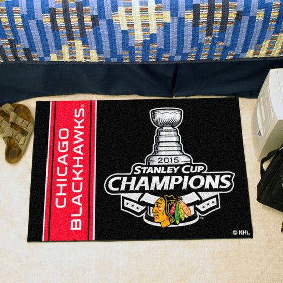 Chicago Blackhawks Starter Mat Accent Rug - 19in. x 30in., 2015 NHL Stanley Cup Champions