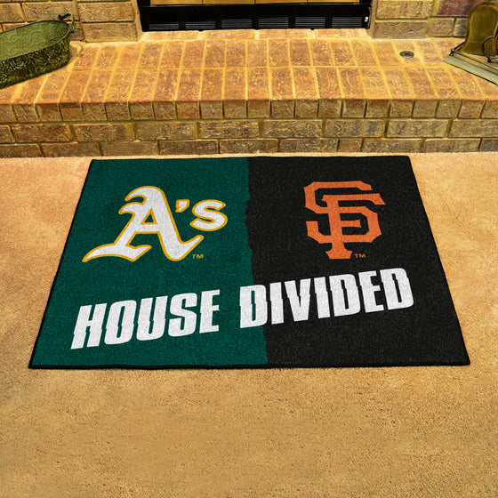MLB House Divided - Athletics / Giants House Divided Rug - 34 in. x 42.5 in.
