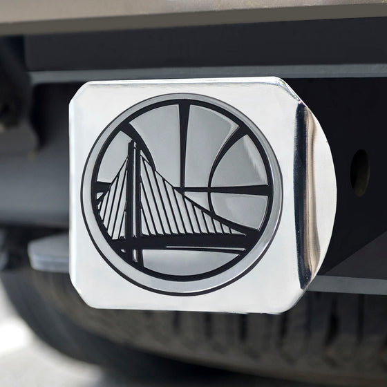 Golden State Warriors Chrome Metal Hitch Cover with Chrome Metal 3D Emblem
