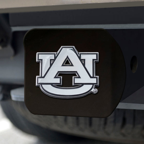 Auburn Tigers Black Metal Hitch Cover with Metal Chrome 3D Emblem