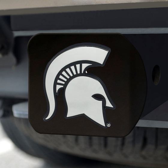Michigan State Spartans Black Metal Hitch Cover with Metal Chrome 3D Emblem