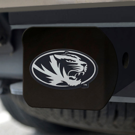 Missouri Tigers Black Metal Hitch Cover with Metal Chrome 3D Emblem