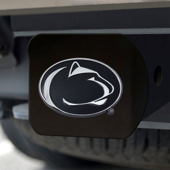 Penn State Nittany Lions Black Metal Hitch Cover with Metal Chrome 3D Emblem