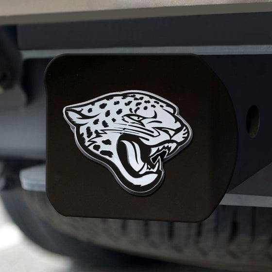 Jacksonville Jaguars Black Metal Hitch Cover with Metal Chrome 3D Emblem