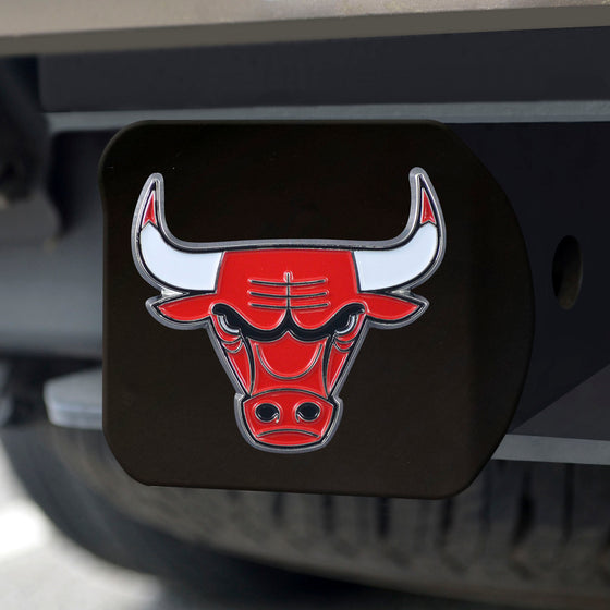 Chicago Bulls Black Metal Hitch Cover - 3D Color Emblem