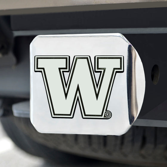 Washington Huskies Chrome Metal Hitch Cover with Chrome Metal 3D Emblem