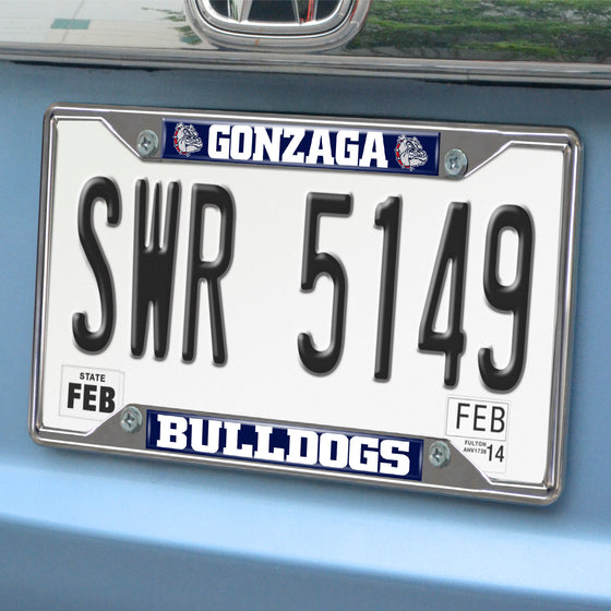 Gonzaga Bulldogs Chrome Metal License Plate Frame, 6.25in x 12.25in