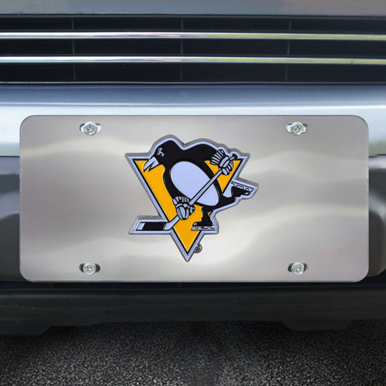 Pittsburgh Penguins 3D Stainless Steel License Plate