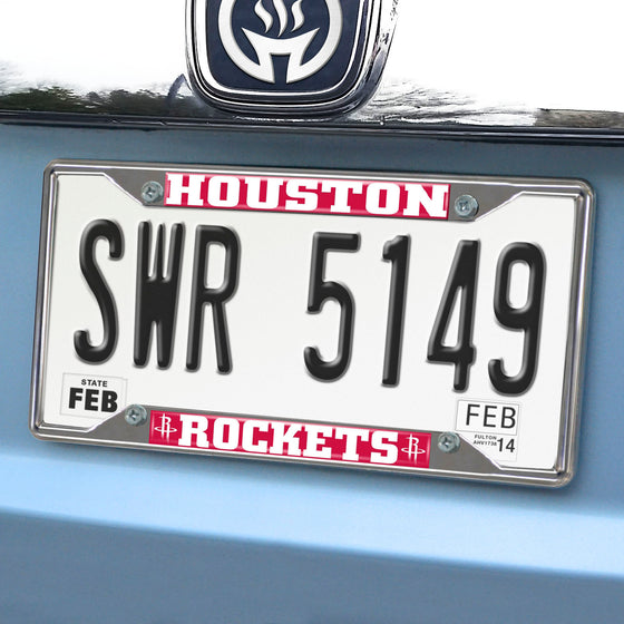 Houston Rockets Chrome Metal License Plate Frame, 6.25in x 12.25in