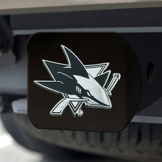 San Jose Sharks Black Metal Hitch Cover with Metal Chrome 3D Emblem
