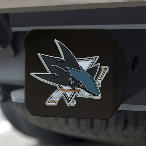 San Jose Sharks Black Metal Hitch Cover - 3D Color Emblem