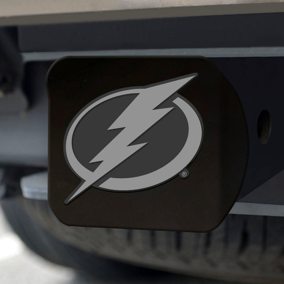 Tampa Bay Lightning Black Metal Hitch Cover with Metal Chrome 3D Emblem
