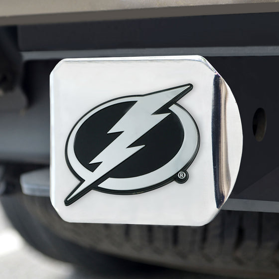 Tampa Bay Lightning Chrome Metal Hitch Cover with Chrome Metal 3D Emblem