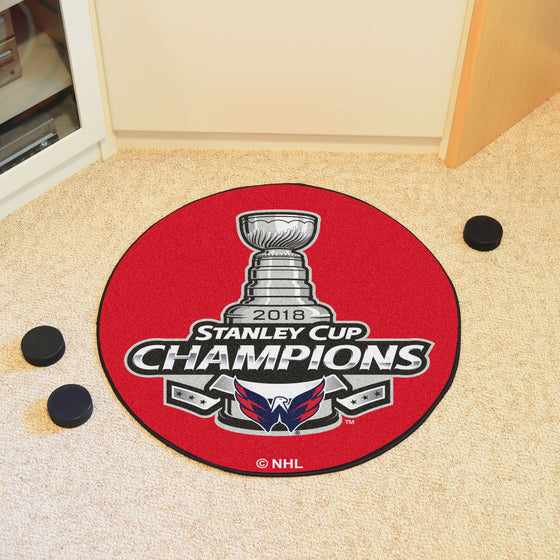 Washington Capitals Hockey Puck Rug - 27in. Diameter, 2018 Stanley Cup Champions