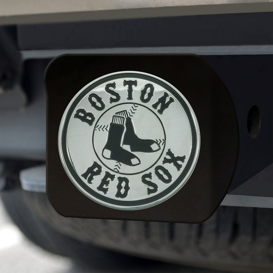 Boston Red Sox Black Metal Hitch Cover with Metal Chrome 3D Emblem