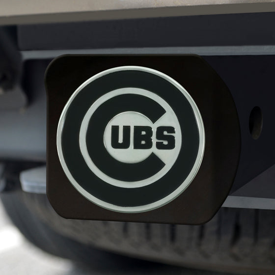 Chicago Cubs Black Metal Hitch Cover with Metal Chrome 3D Emblem